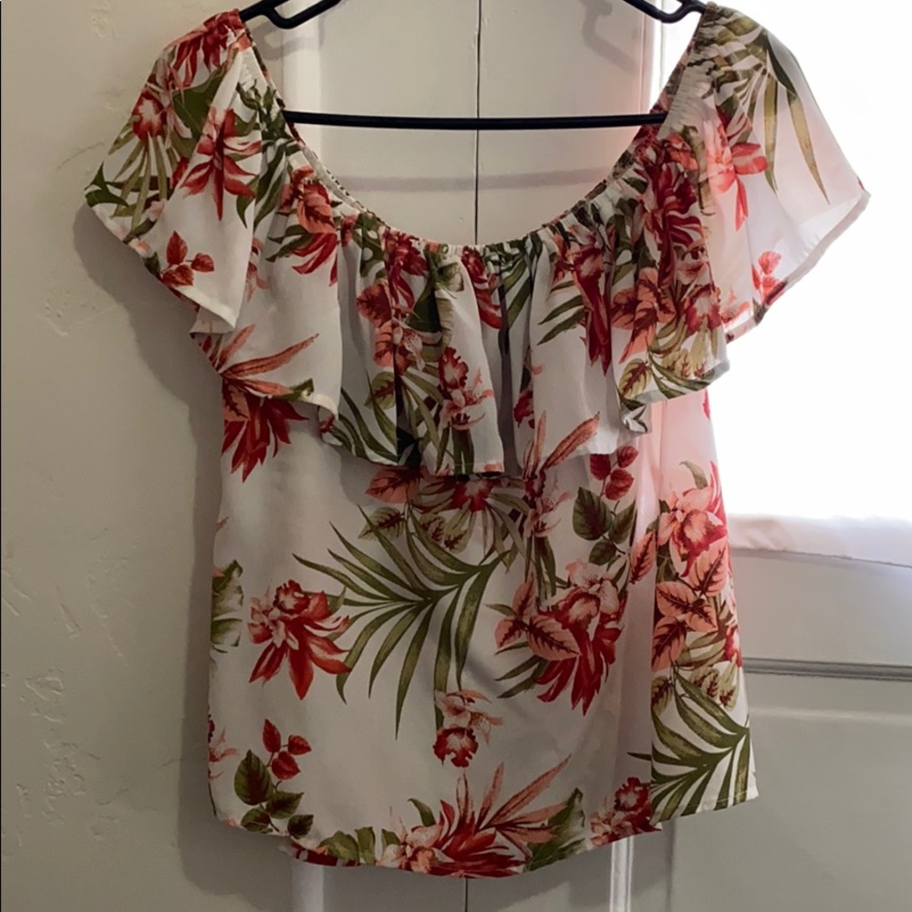 Off the should floral top